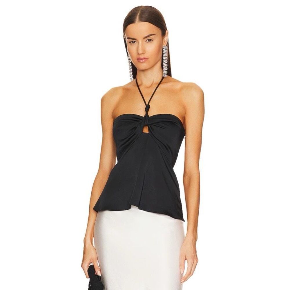 A.L.C Anita Satin Halter Top in Black - size 2